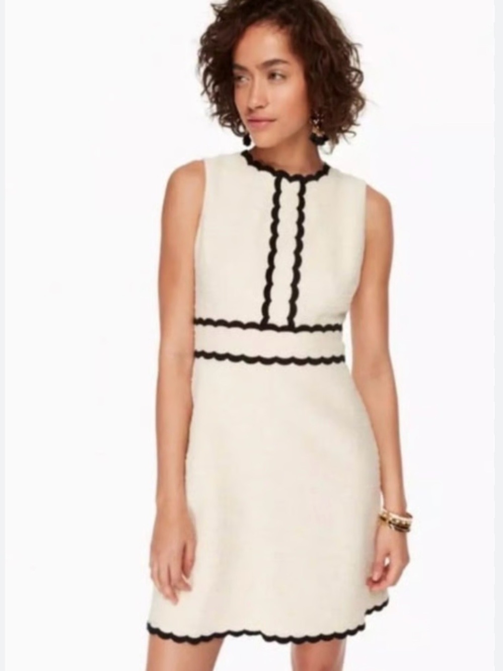 Kate Spade Tweed Scallop Trim Shift Dress